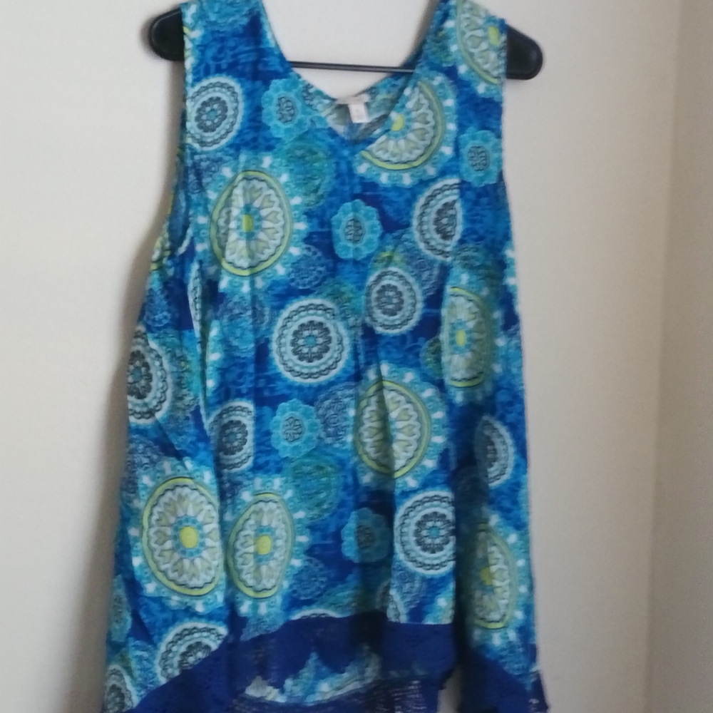 C'est 1946 Blouse Women XL Multicolor Sleeveless Top Crochet Fairycore Versatile